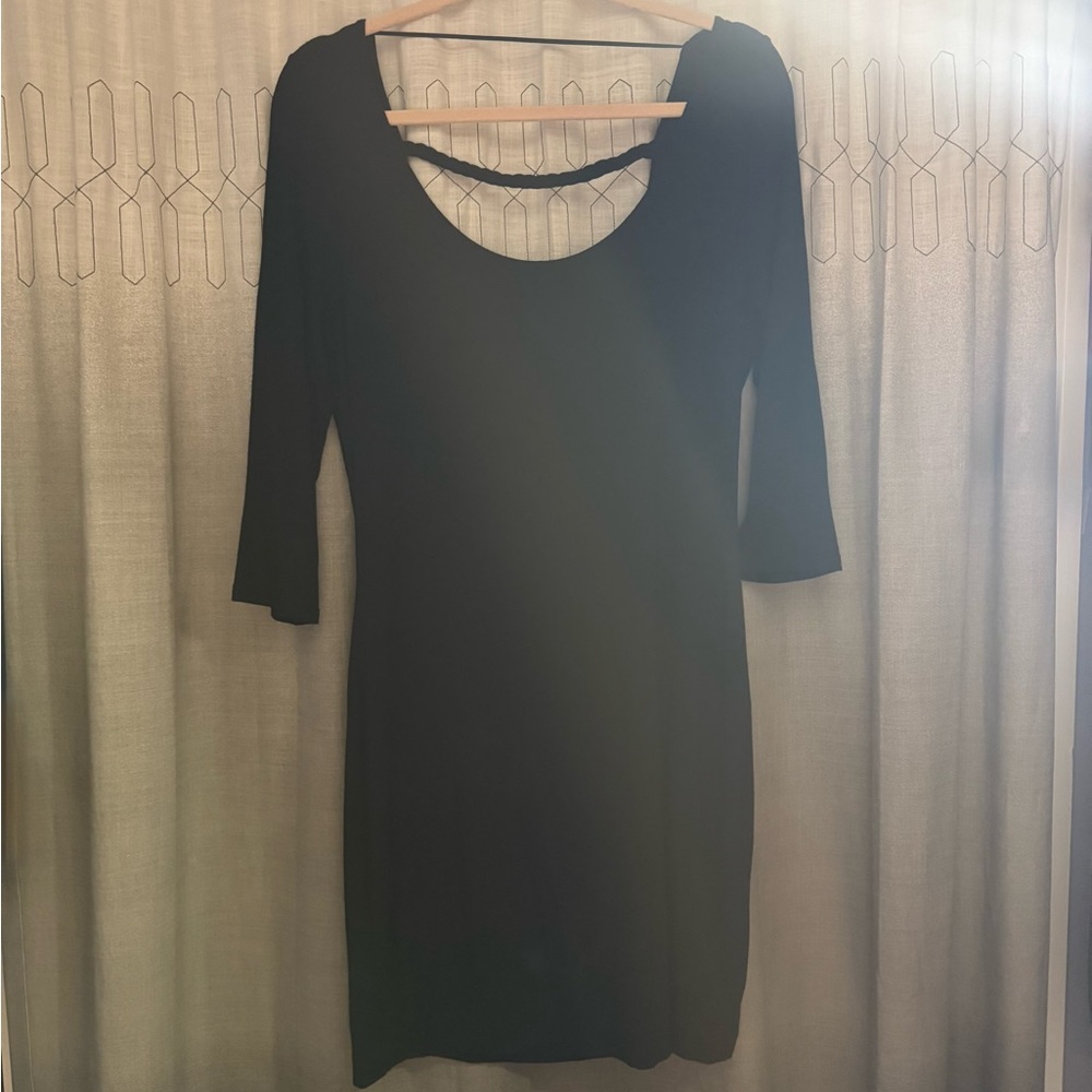 Soprano Women’s Black Low Back 3/4 Sleeve Dress